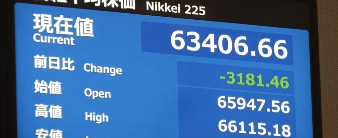日経平均株価 下げ幅一時3000円超