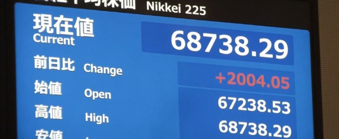 日経平均 一時2000円超値上がり