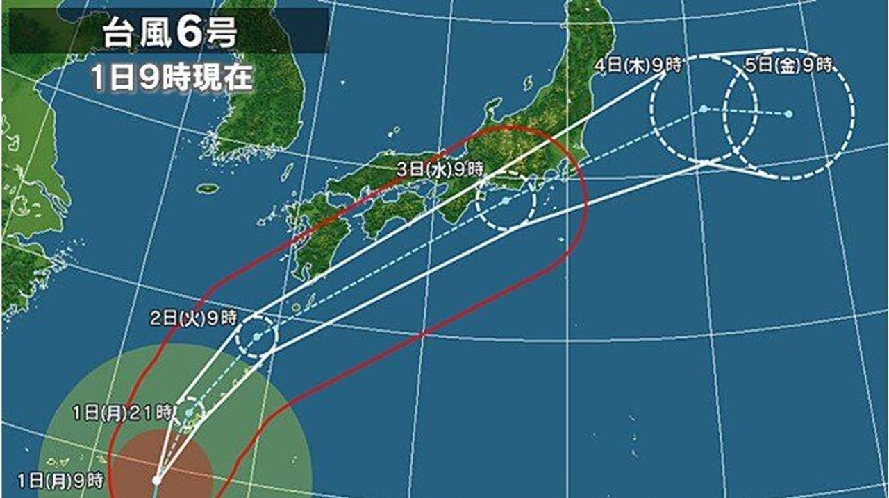 台風6号 関東-九州へ最接近はいつ